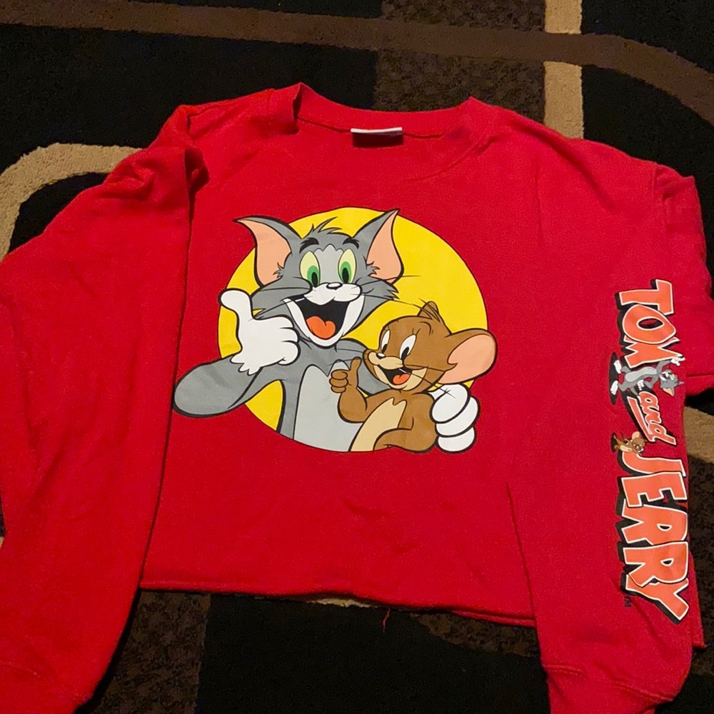 Tom and Jerry red cropped sweater